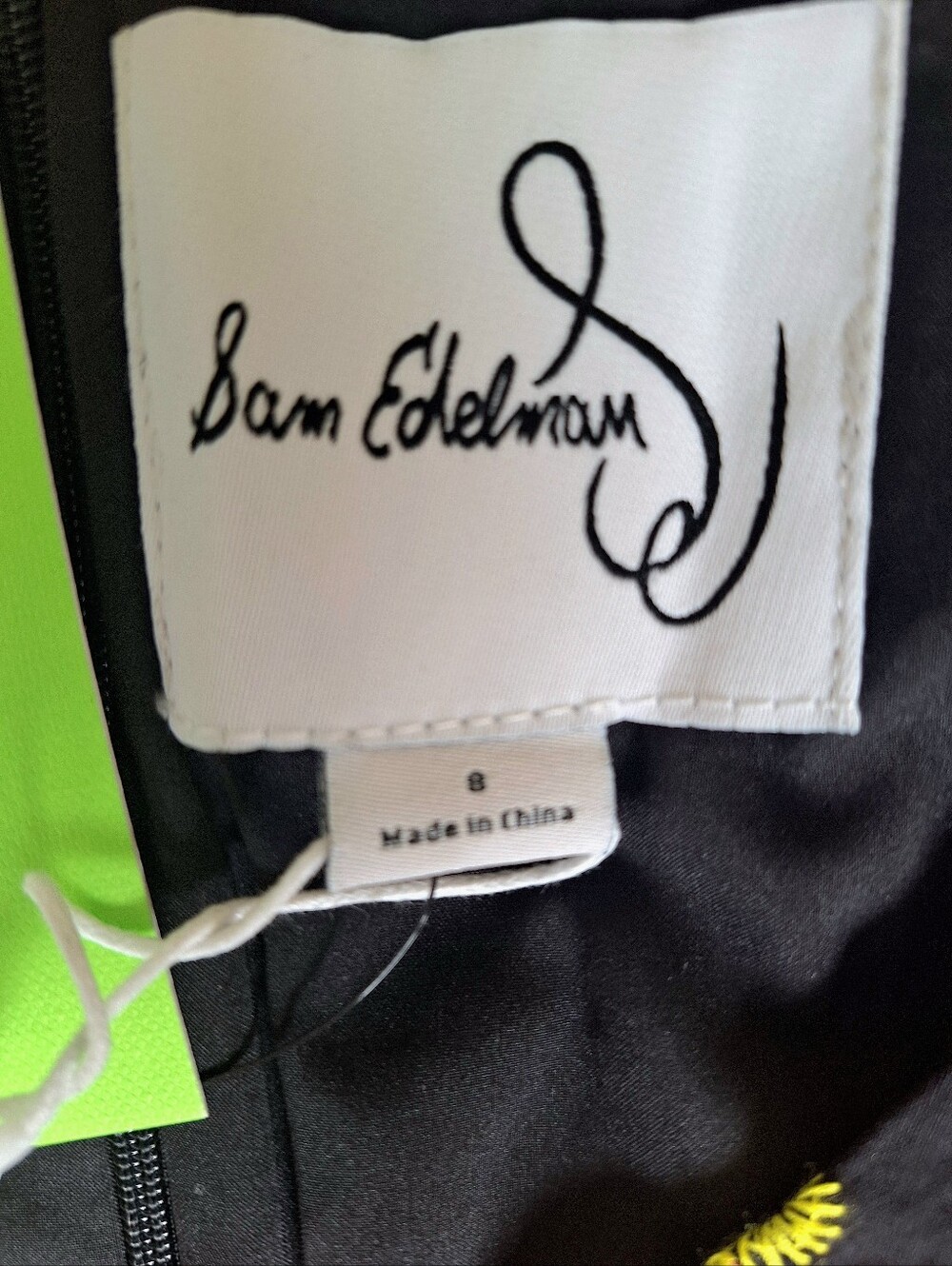 Sam Edelman Embroidered Pink Green Black Puff Sleeve V-neck Midi Dress Size 88 - Picture 8 of 12